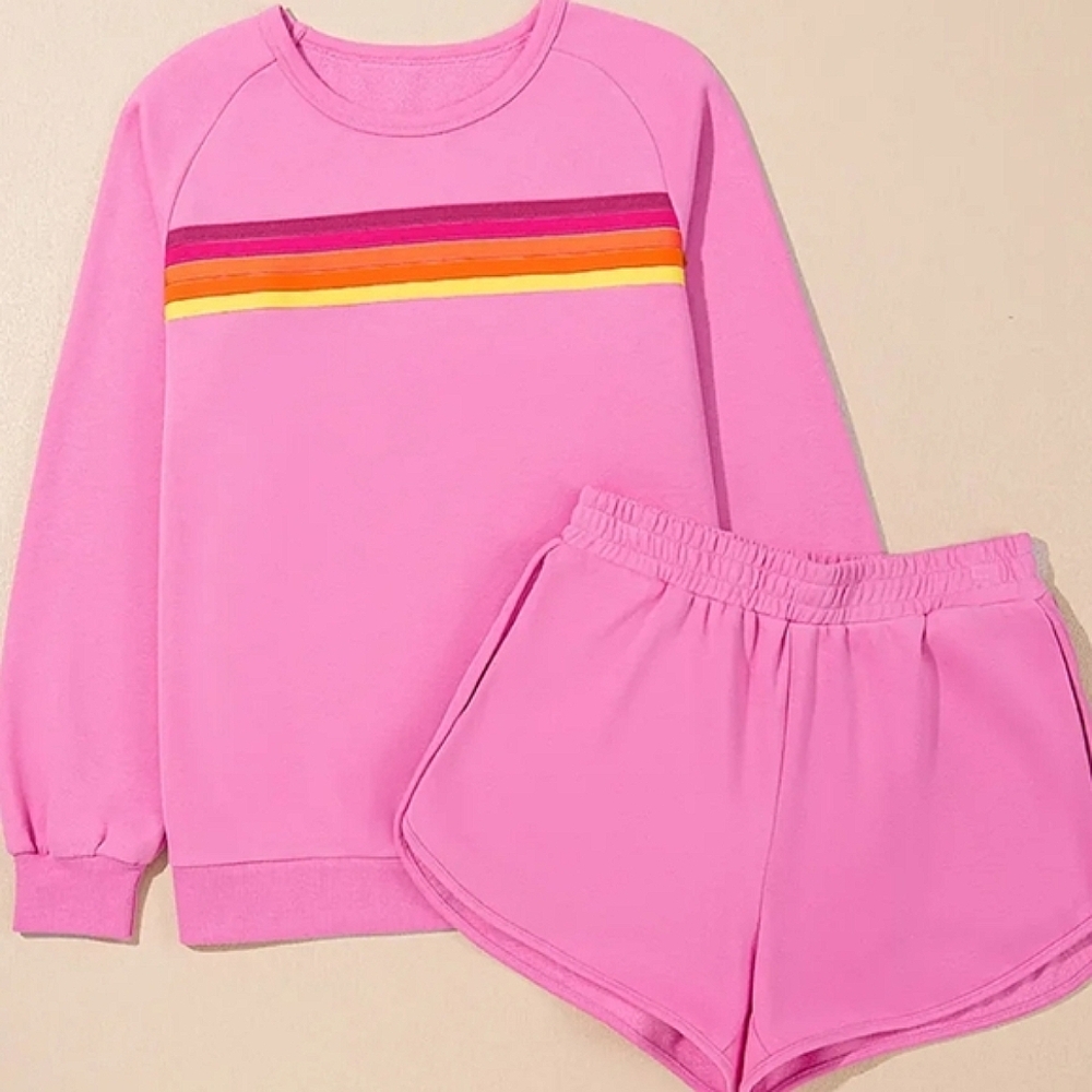 The Cozy Crew Set| Crew Sweater Neck+Short Set Pink Med,Large NWT$120 - Picture 10 of 13